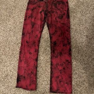 true religion jeans mens 34 Red and black Tie dye